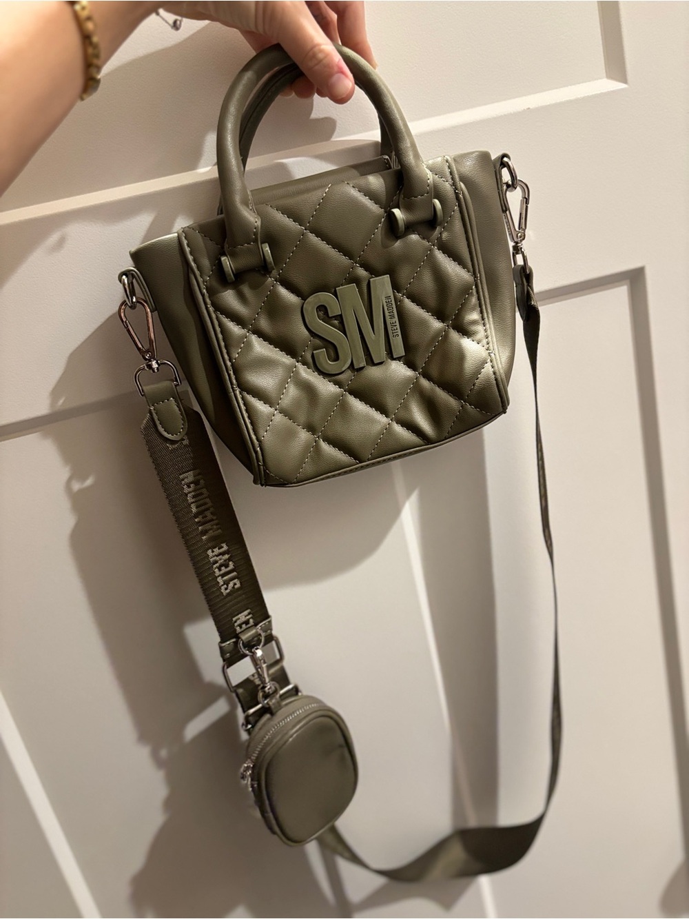 Steve Madden Quilted Mini Satchel in Olive